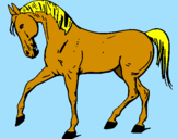 Disegno Cavallo con la zampa alzata  pitturato su dalila