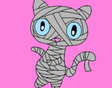 Disegno Mummia gatto scaraboechio pitturato su giulia  