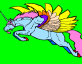 Disegno Unicorno alato  pitturato su Polin