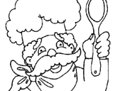 Disegno Chef con i baffi  pitturato su francesca