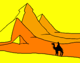 Disegno Paesaggio con le piramidi  pitturato su lorenzo c