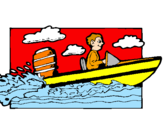 Disegno Acquatico barca pitturato su LEONARDO