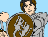 Disegno Cavaliere dallo scudo con leoni  pitturato su GIORGIO