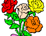 Disegno Mazzo di rose  pitturato su francesca