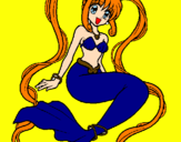 Disegno Sirena con le perle  pitturato su lamu