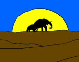 Disegno Elefante all'alba  pitturato su PITER PAN