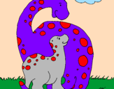 Disegno Dinosauri pitturato su ste