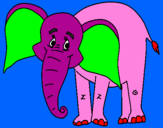 Disegno Elefante felice  pitturato su matteo