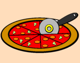 Disegno Pizza pitturato su SHARON