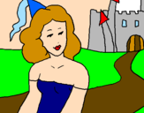 Disegno Principessa e castello  pitturato su maria