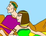Disegno Cesare e Cleopatra  pitturato su gd