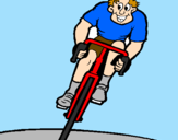 Disegno Ciclista con il berretto  pitturato su lorenzo