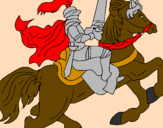 Disegno Cavaliere a cavallo pitturato su margarita