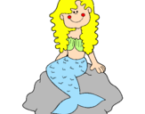 Disegno Sirena seduta su una roccia  pitturato su Scirin 