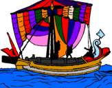 Disegno Barca romana  pitturato su salvatore