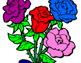 Disegno Mazzo di rose  pitturato su arianna
