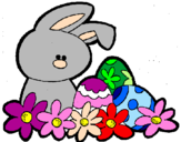 Disegno Coniglietto di Pasqua  pitturato su tilly