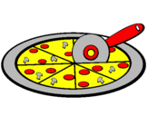 Disegno Pizza pitturato su igna