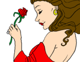 Disegno Principessa con una rosa pitturato su giovy