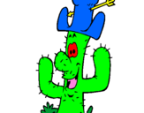 Disegno Cactus con il cappello  pitturato su cac