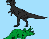Disegno Triceratops e Tyrannosaurus Rex pitturato su CRISTIAN