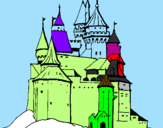 Disegno Castello medievale  pitturato su carcy