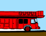Disegno Camion dei pompieri con la scala pitturato su SAMUELE VITALE