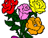 Disegno Mazzo di rose  pitturato su silvia