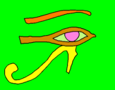 Disegno Occhio di Horus  pitturato su etan