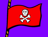 Disegno Bandiera dei pirati pitturato su giulia