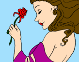 Disegno Principessa con una rosa pitturato su Sara