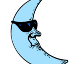 Disegno Luna con gli occhiali da sole  pitturato su Remo