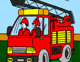 Disegno Camion dei Pompieri  pitturato su leonardo