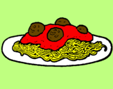 Disegno Spaghetti al ragù  pitturato su Emanuele
