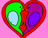 Disegno Uccellini innamorati  pitturato su paolitas