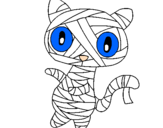 Disegno Mummia gatto scaraboechio pitturato su samuele