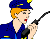 Disegno Polizia con il walkie talkie pitturato su multa