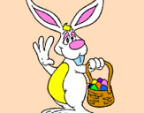 Disegno Coniglio con la cesta  pitturato su Lisa