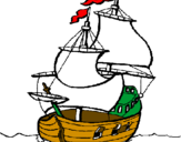 Disegno Barca  pitturato su riki