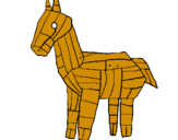 Disegno Cavallo di Troia pitturato su ò