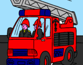 Disegno Camion dei Pompieri  pitturato su silvio