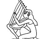 Disegno Cantatrice con lo strumento  pitturato su egizi