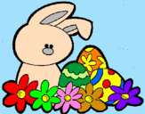 Disegno Coniglietto di Pasqua  pitturato su mattia