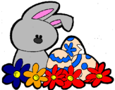 Disegno Coniglietto di Pasqua  pitturato su valentina