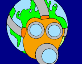 Disegno Terra con maschera anti-gas  pitturato su KEVIN