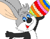 Disegno Coniglio e uovo di Pasqua II pitturato su rossana