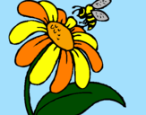 Disegno Margherita con ape  pitturato su Rosario