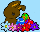 Disegno Coniglietto di Pasqua  pitturato su  alessia