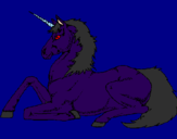 Disegno Unicorno seduto  pitturato su tom e jerry