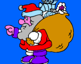 Disegno Babbo Natale e il suo sacco di regali  pitturato su samuel